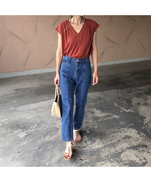 copine（コピン）の「着回し力抜群！シンプルタック入りフレンチスリーブトップス(5color)【クリックポスト対象商品】（Tシャツ/カットソー・レディース・その他）」の10枚目の写真