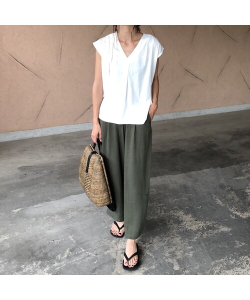 copine（コピン）の「再入荷！レーヨン×麻！ウエストゴムワイドパンツ(2color)【クリックポスト対象商品】（その他パンツ・レディース・その他）」の10枚目の写真