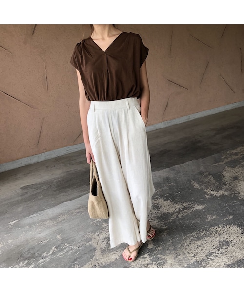 copine（コピン）の「再入荷！レーヨン×麻！ウエストゴムワイドパンツ(2color)【クリックポスト対象商品】（その他パンツ・レディース・その他）」の3枚目の写真