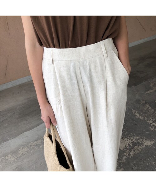 copine（コピン）の「再入荷！レーヨン×麻！ウエストゴムワイドパンツ(2color)【クリックポスト対象商品】（その他パンツ・レディース・その他）」の6枚目の写真