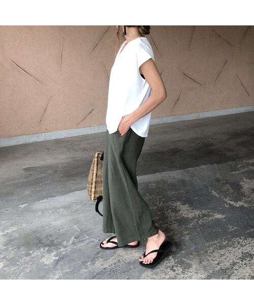 copine（コピン）の「再入荷！レーヨン×麻！ウエストゴムワイドパンツ(2color)【クリックポスト対象商品】（その他パンツ・レディース・その他）」の9枚目の写真