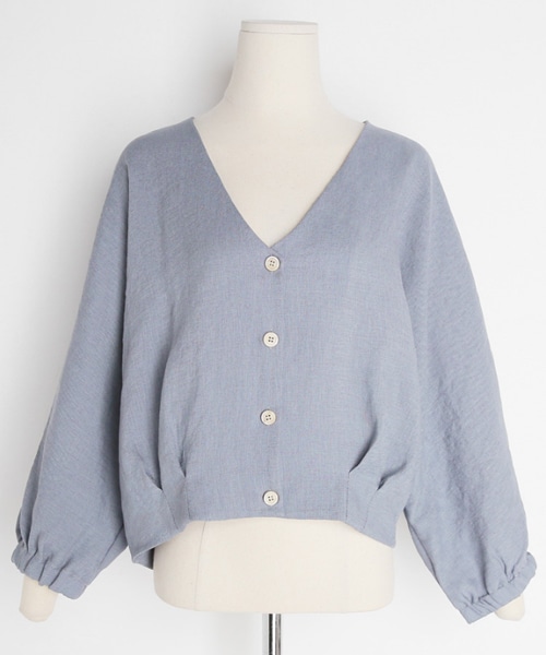 DHOLIC（ディーホリック）の「Vネックボタンカーディガン（カーディガン/ボレロ・レディース・ホワイト/ベージュ/ブルー/パープル・FREE）」の3枚目の写真