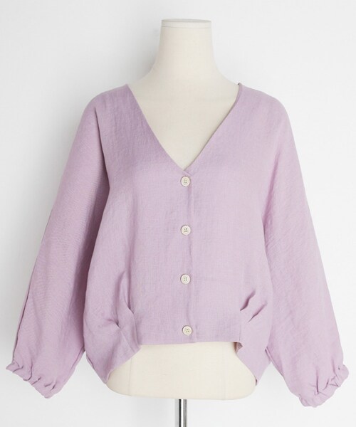 DHOLIC（ディーホリック）の「Vネックボタンカーディガン（カーディガン/ボレロ・レディース・ホワイト/ベージュ/ブルー/パープル・FREE）」の4枚目の写真