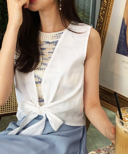 DHOLIC(ディーホリック)の「2WAYリネンスリーブレス(その他トップス・レディース・ホワイト/イエロー/ブラウン・FREE)」の1枚目の写真