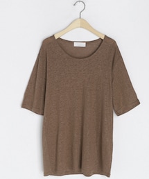 DHOLIC | リネンラウンドネック半袖Tシャツ(Tシャツ/カットソー)