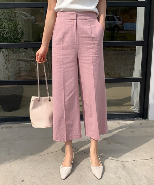 DHOLIC（ディーホリック）の「リネン混バックVカットワイドパンツ（その他パンツ・レディース・その他/ベージュ/ピンク・S/M）」の3枚目の写真