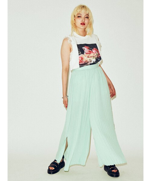 jouetie（ジュエティ）の「プリーツワイドパンツ（パンツ・ダークミックス/ブラック/ミックス/ミントグリーン・M）」の10枚目の写真