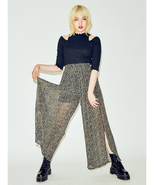 jouetie（ジュエティ）の「プリーツワイドパンツ（パンツ・ダークミックス/ブラック/ミックス/ミントグリーン・M）」の9枚目の写真