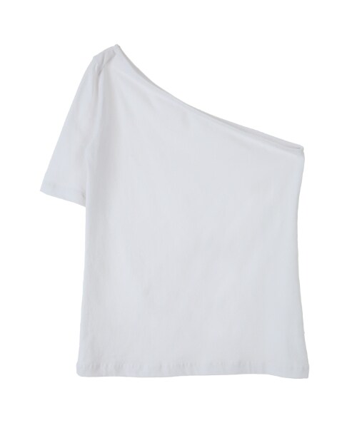 Darkvictory(ダークビクトリー)の「ユニークワンショルダーTシャツ(Tシャツ/カットソー・レディース・ホワイト/ベージュ/ブラック・FREE)」の1枚目の写真