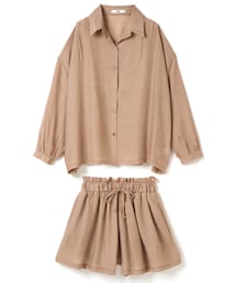 GRL | オーバーシャツ×ウエストフリルショートパンツセットアップ(セットアップ)