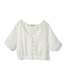 GRL | Vネックショート丈パワショルブラウス(シャツ/ブラウス)