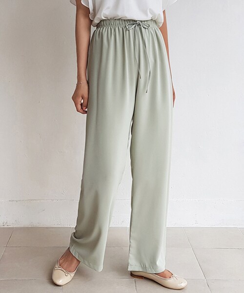 DHOLIC（ディーホリック）の「ストレッチウエストワイドパンツ（その他パンツ・レディース・ブラック/ベージュ/グリーン・FREE）」の3枚目の写真