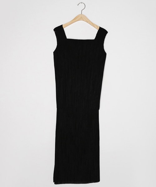 DHOLIC（ディーホリック）の「プリーツスクエアスリーブレス&スリットスカートSET（その他トップス・レディース・グリーン/ホワイト/ブラック/ピンク・FREE）」の3枚目の写真