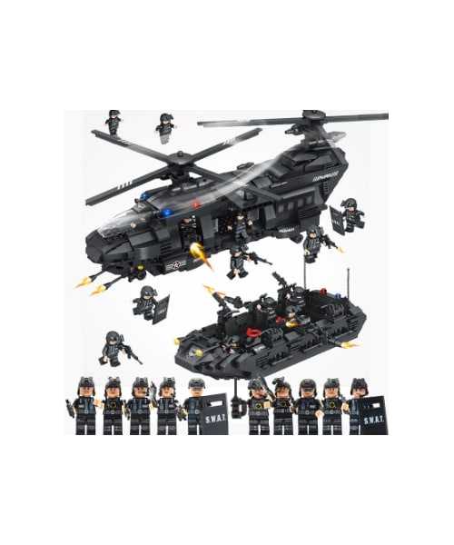 no brand(ノーブランド)の「レゴ 風 LEGO互換 SWAT部隊 輸送ヘリ他 豪華セット 軍隊 ヘリコプター スワット 警察特殊部隊 ミリタリー好きにも(その他・メンズ・その他)」の1枚目の写真