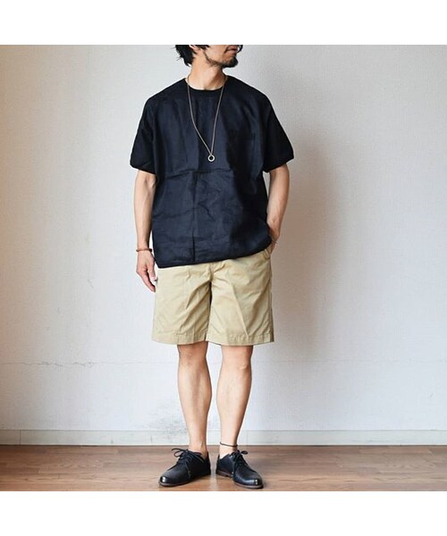 Re made in tokyo japan（アールイーメイドイントウキョウジャパン）の「【再入荷しました！】Re made in tokyo japan リラックス リネンTシャツ  ホワイト/ネイビー/ブラック（Tシャツ/カットソー・メンズ・その他）」の4枚目の写真