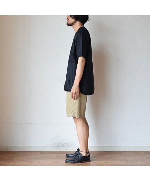 Re made in tokyo japan（アールイーメイドイントウキョウジャパン）の「【再入荷しました！】Re made in tokyo japan リラックス リネンTシャツ  ホワイト/ネイビー/ブラック（Tシャツ/カットソー・メンズ・その他）」の5枚目の写真