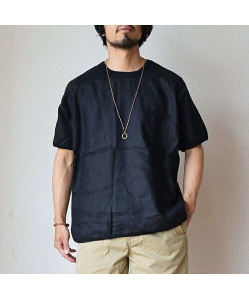 Re made in tokyo japan（アールイーメイドイントウキョウジャパン）の「【再入荷しました！】Re made in tokyo japan リラックス リネンTシャツ  ホワイト/ネイビー/ブラック（Tシャツ/カットソー・メンズ・その他）」の2枚目の写真