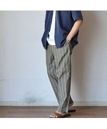 STILL BY HAND | 【スラックス＋パジャマパンツ】STILL BY HAND スティルバイハンド  ストライプ イージーパンツ オリーブ/ベージュ(その他パンツ)