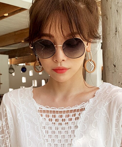 DHOLIC（ディーホリック）の「UV400ラウンドメタルフレームサングラス（サングラス・レディース・ピンク/グリーン/シルバー/ブラック・FREE）」の3枚目の写真