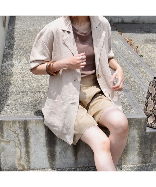 no brand（ノーブランド）の「[ RE-ARRIVAL ]リネンハーフJK（テーラードジャケット・レディース・その他）」の9枚目の写真