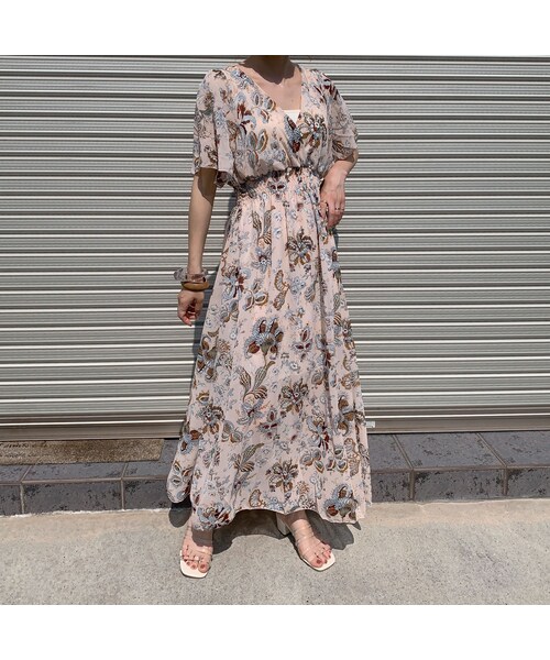 no brand(ノーブランド)の「flower chiffon OP【dusty pink】(ワンピース・レディース・その他)」の2枚目の写真