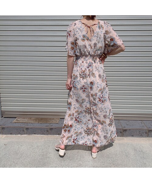 no brand(ノーブランド)の「flower chiffon OP【dusty pink】(ワンピース・レディース・その他)」の4枚目の写真