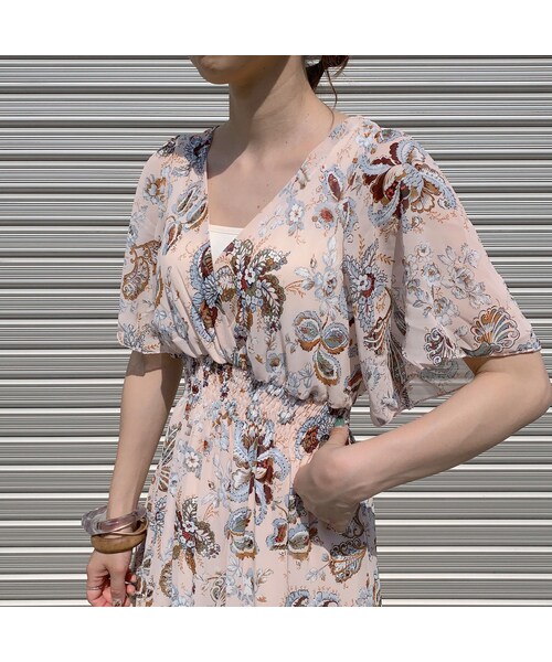 no brand(ノーブランド)の「flower chiffon OP【dusty pink】(ワンピース・レディース・その他)」の8枚目の写真