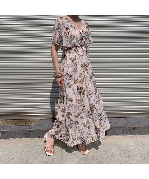 no brand(ノーブランド)の「flower chiffon OP【dusty pink】(ワンピース・レディース・その他)」の6枚目の写真