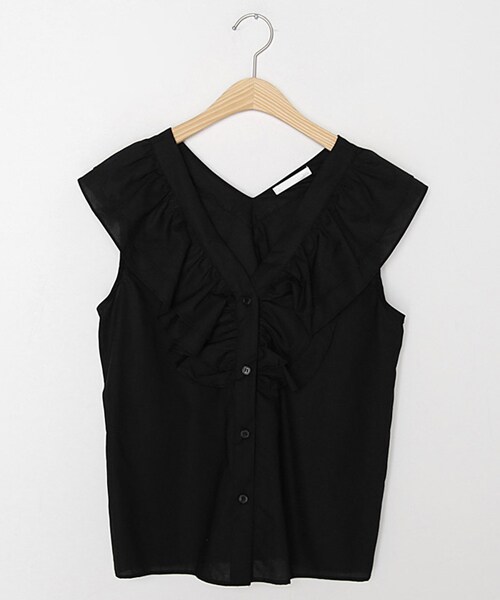 DHOLIC（ディーホリック）の「2TYPEフリルVネックボタンスリーブレス（タンクトップ・レディース・ブラック/ホワイト/その他・FREE）」の3枚目の写真