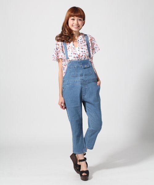 Heather（ヘザー）の「デニムサロペットパンツ（パンツ・レディース・ホワイト/ライトブルー・Ｓ/Ｍ）」の2枚目の写真