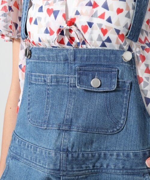 Heather（ヘザー）の「デニムサロペットパンツ（パンツ・レディース・ホワイト/ライトブルー・Ｓ/Ｍ）」の5枚目の写真