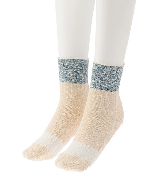 Ne-net（ネネット）の「ネ・ネット / 配色和紙スラブソックス / ソックス（レッグウェア・white 02○03○/navy 02○03○/silver gray 02○03○・サイズ,幅,かかと~つま先,かかと~トップ,02,8,17,12.5,03,8,20,13,）」の6枚目の写真