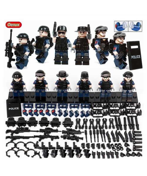 No Brand ノーブランド の Lego レゴ 互換 Swat 警察 特殊部隊 Police カスタム ミニフィグ 6体セット 大量武器 装備 兵器付き その他 Wear