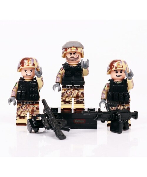 LEGO レゴ 互換 ソルジャー 迷彩色 特殊部隊 砂漠戦 カスタム ミニフィグ 6体セット 大量武器・装備・兵器付き