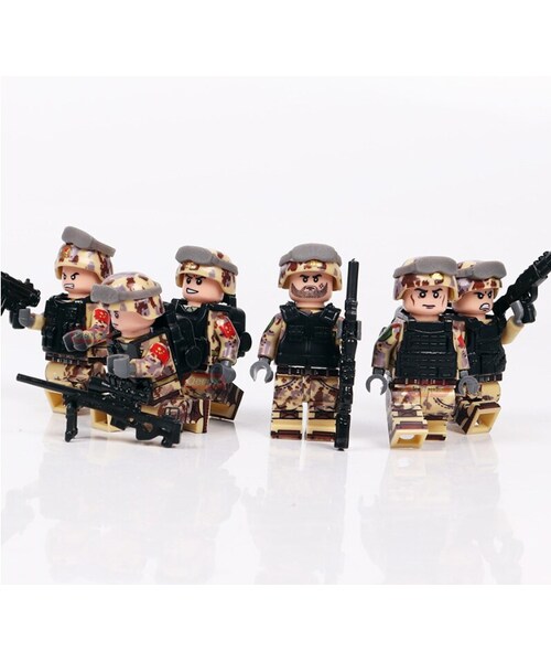 LEGO レゴ 互換 ソルジャー 迷彩色 特殊部隊 砂漠戦 カスタム ミニフィグ 6体セット 大量武器・装備・兵器付き