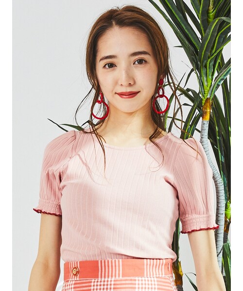 TITTY&CO.(ティティーアンドコー)の「リブフリルカットトップス(トップス・レディース・オフホワイト/ライトブルー/ピンク・F)」の1枚目の写真