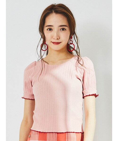 TITTY&CO.(ティティーアンドコー)の「リブフリルカットトップス(トップス・レディース・オフホワイト/ライトブルー/ピンク・F)」の5枚目の写真