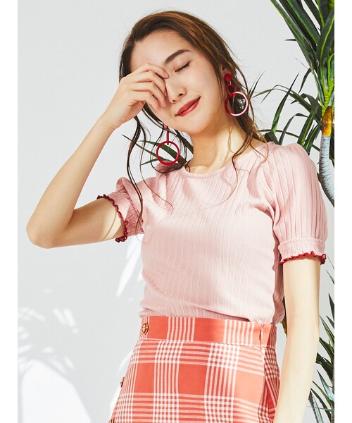 TITTY&CO.(ティティーアンドコー)の「リブフリルカットトップス(トップス・レディース・オフホワイト/ライトブルー/ピンク・F)」の9枚目の写真