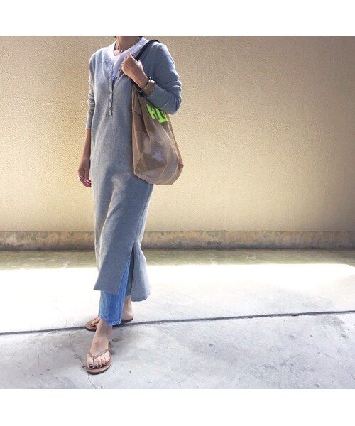 SaaCha(サーチャ)の「サマーロングワッフルワンピース(ワンピース・レディース・グレー・FREE)」の1枚目の写真