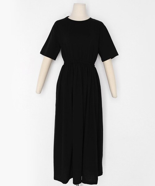 DHOLIC（ディーホリック）の「ウエストゴムフレアロングワンピース（ワンピース・レディース・グリーン/ベージュ/ピンク/ブラック・FREE）」の2枚目の写真