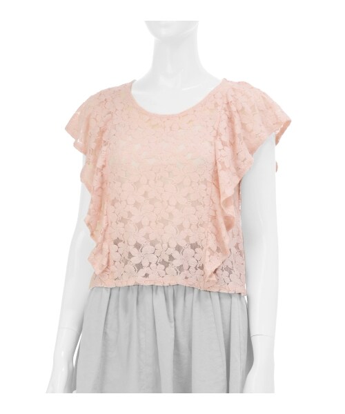 MAJESTIC LEGON（マジェスティックレゴン）の「☆肩フリルレースPO（トップス・レディース・ピンク/アイボリー/オフ・Free）」の2枚目の写真