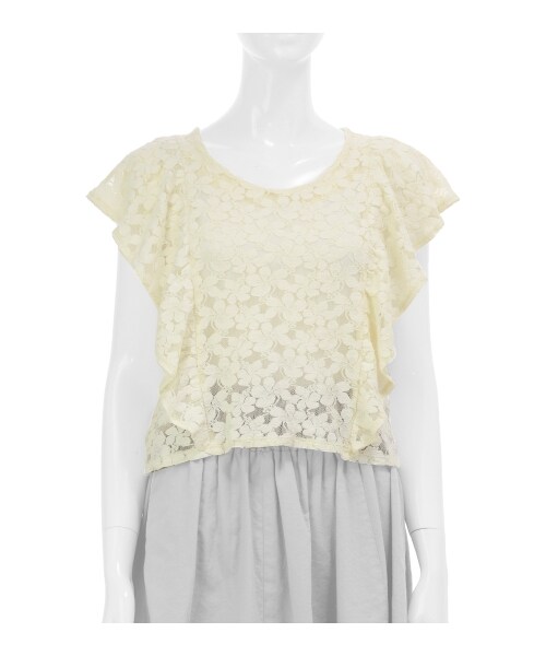 MAJESTIC LEGON（マジェスティックレゴン）の「☆肩フリルレースPO（トップス・レディース・ピンク/アイボリー/オフ・Free）」の9枚目の写真