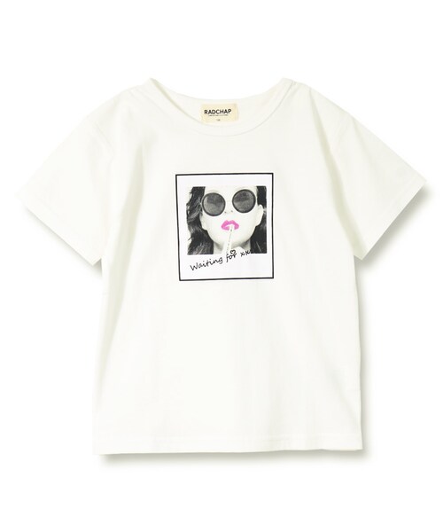 RADCHAP(ラッドチャップ)の「【プチプラ】転写プリント半袖Tシャツ(Tシャツ/カットソー・キッズ・オフホワイト/ブラック・90cm~140cm)」の1枚目の写真