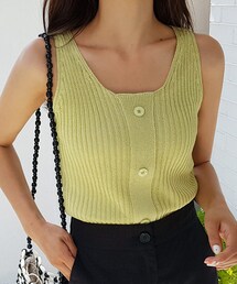 DHOLIC | フェイクボタンニットスリーブレス(タンクトップ)