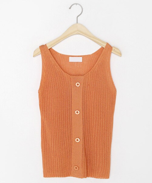 DHOLIC（ディーホリック）の「フェイクボタンニットスリーブレス（タンクトップ・レディース・グリーン/ホワイト/ベージュ/ブラック/オレンジ・FREE）」の5枚目の写真