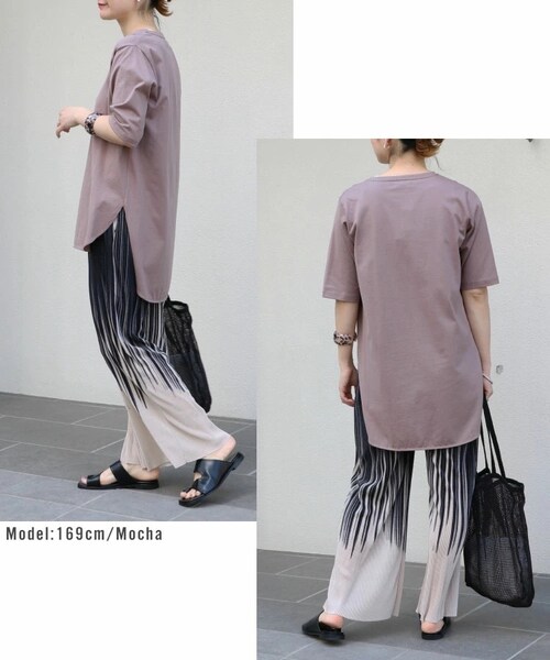 Sheson(シーズン)の「Sheson(シーズン)”超長綿”ラウンドヘム前後差Tee(Tシャツ/カットソー・レディース・ホワイト/ブルーベリー/ブラック/モカ/ミント/ライトベージュ・FREE)」の8枚目の写真