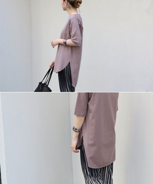 Sheson(シーズン)の「Sheson(シーズン)”超長綿”ラウンドヘム前後差Tee(Tシャツ/カットソー・レディース・ホワイト/ブルーベリー/ブラック/モカ/ミント/ライトベージュ・FREE)」の9枚目の写真
