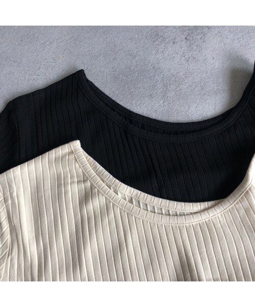 copine（コピン）の「大人可愛い！ワイドリブアシメネックトップス(2color)【クリックポスト対象商品】（Tシャツ/カットソー・レディース・その他）」の14枚目の写真