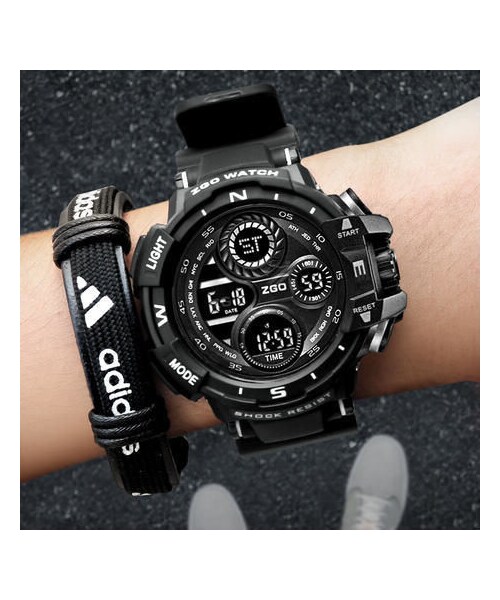 No Brand ノーブランド の Zgo Ledデジタル腕時計メンズ 防水 スポーツ軍事 アナログ アナログ腕時計 Wear
