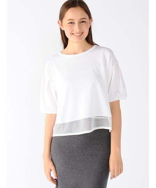 Rinajour（リナジュール）の「スソメッシュトップス（トップス・レディース・GREY/NAVY/WHITE・F）」の2枚目の写真